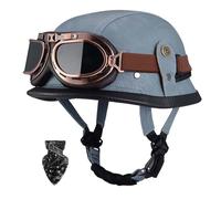 Vintage motorcycle half helmet, vintage motorcycle helmet, ECE-certified German-style motorcycle helmet with visor, ABS material, breathable lining, visor B,2XL61-62CM
