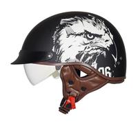 Vintage Motorcycle Half Helmet with Sun Visor Retro Open Face Motorbike Helmets with Adjustable Quick Release Buckle DOTECE Approved Unisex for Bicycle Cruiser Scooter H,L:59-60CM