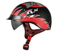 Vintage Motorcycle Half Helmet with Sun Visor Retro Open Face Motorbike Helmets with Adjustable Quick Release Buckle DOTECE Approved Unisex for Bicycle Cruiser Scooter M,M:57-58CM