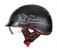 Vintage Motorcycle Half Helmet with Sun Visor Retro Open Face Motorbike Helmets with Adjustable Quick Release Buckle DOTECE Approved Unisex for Bicycle Cruiser Scooter I,XXL:63-64CM