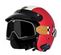 Vintage Motorcycle Half Helmets Bluetooth Open-Face Helmets ECEDOT Approved Portable Motorbike Helmet Avce Goggles for Adults Built-In Speakers Can Respond Automatically Z-12,XXL:63-64CM