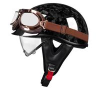 Vintage Motorcycle Half Open Face Helmet Japanese Lightweight and Comfortable Helmets for Adults Men and Women Outdoor Riding Street Cruising Commuter