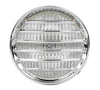 Vintage Motorcycle Headlight with Grille Cover, Halogen Head Lamp, Electroplated Metal Shell, High Brightness Retro Headlamp for Universal Motorbike Installation (clear glass)