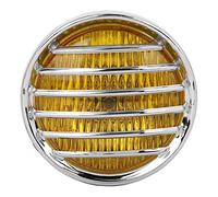 Vintage Motorcycle Headlight with Grille Cover, Halogen Head Lamp, Electroplated Metal Shell, High Brightness Retro Headlamp for Universal Motorbike Installation (yellow glass)