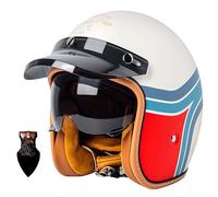 Vintage motorcycle helmet, motorcycle half helmet with visor, DOT/ECE certified, removable liner, quick-release buckle lightweight motorcycle helmet, unisex 4,XL59-60CM