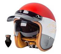 Vintage motorcycle helmet, motorcycle half helmet with visor, DOT/ECE certified, removable liner, quick-release buckle lightweight motorcycle helmet, unisex 3,M55-56CM