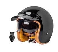 Vintage Motorcycle Helmet Open Face Motorcycle Helmet with Visor Light Motorcycle Helmet DOT/ECE Certified for Motorcycles, Scooters Adults Men and Women 3,M55-56CM