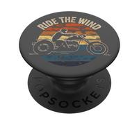 Vintage Motorcycle Ride the Wind Retro Biker Sunset PopSockets Adhesive PopGrip