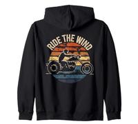Vintage Motorcycle Ride the Wind Retro Biker Sunset Zip Hoodie