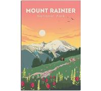 Vintage Mount Rainier National Park Sunset Travel Poster Retro Wall Art Canvas Poster Art Print Home Decor Room Decor Unframed 60x90cm