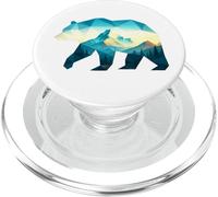 Vintage Mountain Bear Nature Scene Design PopSockets PopGrip for MagSafe
