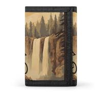 Vintage Mountain Biker Riding Bike Cloth Wallet Card with Holder Trifold Pocket Slim Wallets