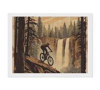 Vintage Mountain Biker Riding Bike Diamond Art Painting Kits for Adults DIY Square Drill Diamonds Paint 12"x16"