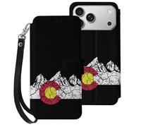 Vintage Mountain Colorado Flag Cell Phone Flip Leather Case Classic Protection Compatible with iPhone 17/17 Air/17 Pro/17 Pro Max