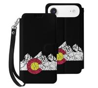 Vintage Mountain Colorado Flag Cell Phone Flip Leather Case Classic Protection Compatible with iPhone 17/17 Air/17 Pro/17 Pro Max