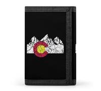 Vintage Mountain Colorado Flag Mens Trifold Wallet Classic Credit Card Case Slim Purse with ID Window