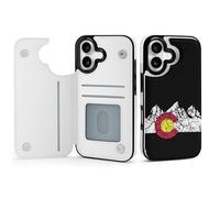 Vintage Mountain Colorado Flag Phone Case Compatible with iPhone 17/17 Air/17 Pro/17 Pro Max Flip Protective Cover with Card Holder