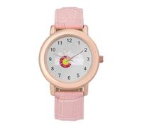 Vintage Mountain Colorado Flag Women's Leather Watch Easy Reader Minimalist Wristwatch Pink Rose Gold Strap Watches