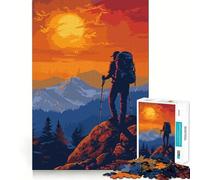 Vintage Mountain Hiking Adults 1000 Piece Jigsaw Puzzle Memory Fun Game Clean Cut Sturdy Components Unique Gift for Stress Relief (50x75cm)