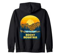 Vintage Mountain Lake Sunset Forest Landscape Zip Hoodie