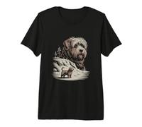 Vintage Mountain Scene with Loyal Puli Dog Premium T-Shirt