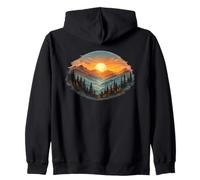 Vintage Mountain Sunset -Design for Hikers, Outdoor& Nature Zip Hoodie