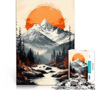 Vintage Mountain Sunset LandscapeAdult Jigsaw Puzzles 1000 Pieces Games Toys Gift is ideal as a gift for the whole family 38x26cm
