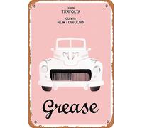 Vintage Movie Poster Tin Sign Grease Classic Film Decor Wall Art Painting Poster Musical Bar Pub Cafe Wall Kitchen Bathroo Poster Karaoke Retro Decor Art 8x12 inch Film Television Metal Tin Sign.