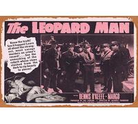 Vintage Movie Poster Tin Sign THE LEOPARD MAN Original 52r Lobby card 3 Val Lewton Horror Retro of Classic Old Film Poster Metal Sign TV Bar Wall Club Restaurant Man Cave Wall Decoration 8x12 Inches