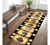 Vintage Movie Rugs for Hallway, 60x300cm, Distressed Filmstrrip Cinema Tickets Popcorn Movie Theater Decor Carpet Runners, Soft Foldable TV Room Rugs for Dining Room Playroom