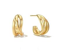 Vintage Multi-layer Twisted Gold-Plated Earrings for Women, Titanium Steel Material, Electroplating Craft, Niche High-end Fashion Earrings for Daily Party Casual Wear