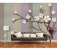 Vintage Multicolour Geometric Tree Branch Flower Bird 3D Wallpaper Luxury Home Dining Decor Paste Sofa Living Room The Wall for Bedroom Mural-350cm×256cm