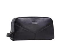 Vintage Multifunctional Toiletries Bag Storage Bag Leisure Leather Handbag Purse(Black)