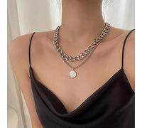 Vintage Multilayer Crystal Pendant Necklace Women Gold Color Beads Moon Horn Crescent Choker Necklaces Jewelry New