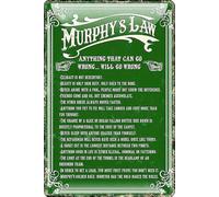 Vintage Murphys Law Tin Sign,Retro Humor Metal Sign for Man cave | Anything that can go wrong will go wrong Home Wall Decor for Home bar Pub Garage Workshop Office shop 8x12 Inches