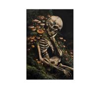 Vintage Mushroom Bush Skeleton Man Art Canvas Poster Wall Art Decor Print Picture Paintings for Living Room Bedroom Decoration 16x24inch(40x60cm)