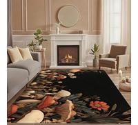 Vintage Mushroom Rug for Living Room 5x7,Fall Forest Flower Machine Washable Area Rug Soft Stain Resistant Floor Large Carpet for Bedroom,Farmhouse,Dining Room,Kids Playroom