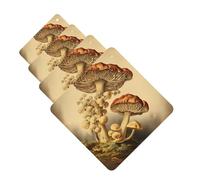 Vintage Mushrooms Car Air Fresheners Cards Set of 4 Pieces Personalized Car Fresheners Gifts for Men Women Auto Aromatherapy Tablets Hanging Scented Cards for Wardrobe Bathroom