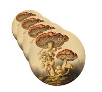 Vintage Mushrooms Car Air Fresheners Cards Set of 4 Pieces Personalized Car Fresheners Gifts for Men Women Auto Aromatherapy Tablets Hanging Scented Cards for Wardrobe Bathroom