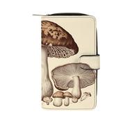 Vintage Mushrooms Drawing Wallet Multifunctional Leather Wallets for Men Compact Long Wallet Credit Card Holder Passport Bag
