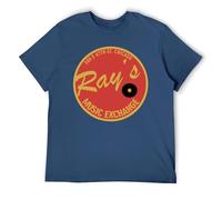 Vintage Music Fusion Style T-Shirt for Men - Funk Jazz Graphic Tee, Retro Cotton Short Sleeve Shirt Navy-Style L