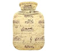 Vintage Music Musical Notes Hot Water Bottle with Soft Cover Hot Water Bag for Foot Bed Warmer Pain Relief Medium