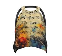 Vintage Music Note Baby Car Seat Canopy Cover, Multi Use Breathable Nursing Breastfeeding Covers for Mom Soft Stroller Sun Shade Newborn Shower Gift