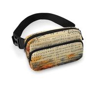 Vintage Music Note Full Printed Fanny Pack,Zipper Belt Bag Cute Crossbody Bag Hip Bum Bag with Adjustable Strap