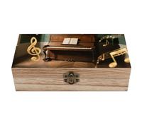 Vintage Music Note Piano Wooden Keepsake Box with Hinged Lid Handmade Memory Box for Wedding Keepsakes Crafts Jewelry Photos Elegant Decorative Storage Boxes Ideal Bridal Shower Gift
