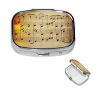 Vintage Music Note Pill Box Round Pill Case for Pocket Purse 2 Compartment Medicine Pill Organizer Cute Portable Travel Pillbox Vitamin Cod Liver Oil Storage Box Unique Gift Organizer
