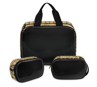 Vintage Music Notes Makeup Bag for Women Men, Music Retro Translucent Cosmetic Bag Wash Pouch Shower Bag 3 Pcs Travel Toiletry Toiletries Cosmetic Organizer