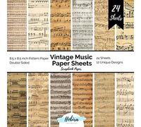 Vintage Music Paper Sheets Scrapbook Paper: Pattern Paper Double Sided 8.5x8.5 Decorative Paper for Card Making, Origami, Art Craft Projects and Scrapbook Journal 24 Music Paper Sheets