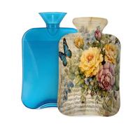 Vintage Music Score Flowers Hot Water Bottle with Cover, 2L Large Capacity Hot Water Bag for Hot Cold Compress, Hand Feet Warmer, Neck Shoulder Pain Relief