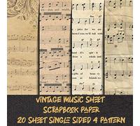 vintage music sheet scrapbook paper 20 sheet single sided 4 pattern: old music note craft paper for scrapbooking & decorative antique pads collection ... invitation & collage & decoupage projects